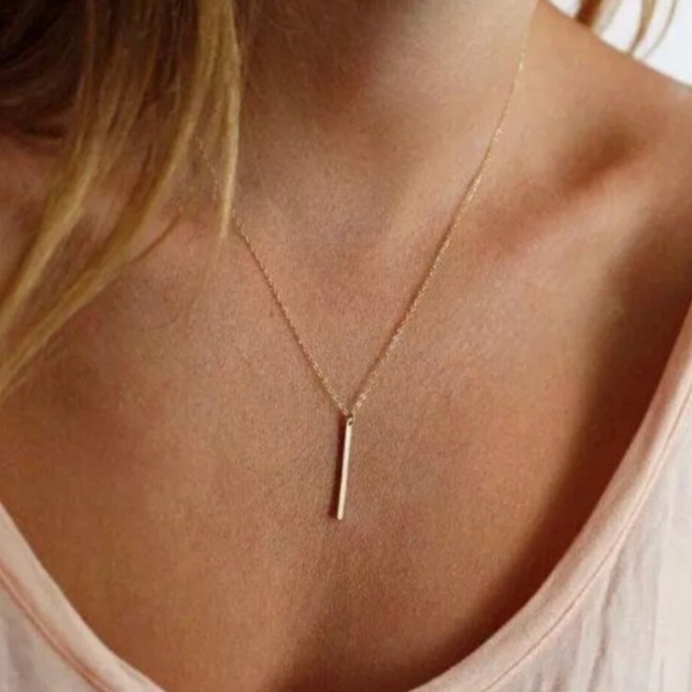 Dainty Faux Gold Bar Necklace